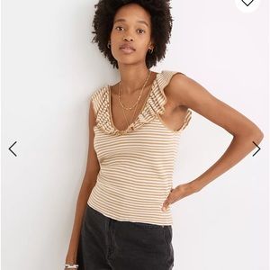 Madewell Belhaven Ruffle Tank Top in Stripe